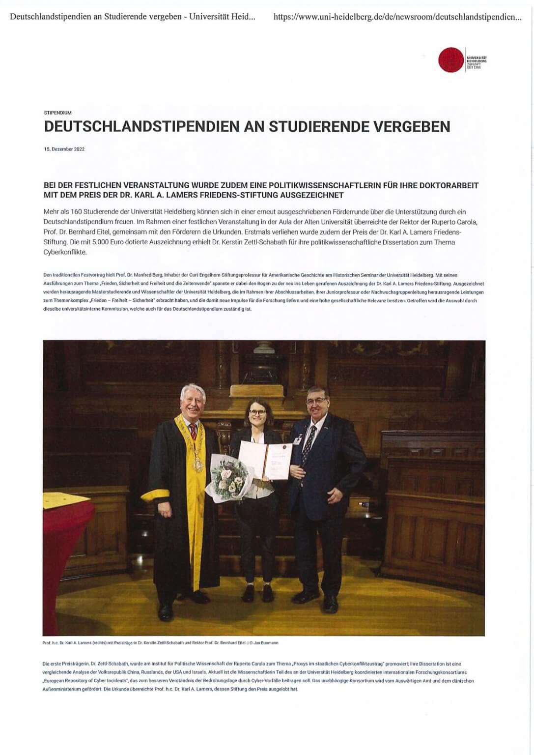 Politikwissenschaftlerin für Doktorarbeit mit Preis der Dr. Karl A